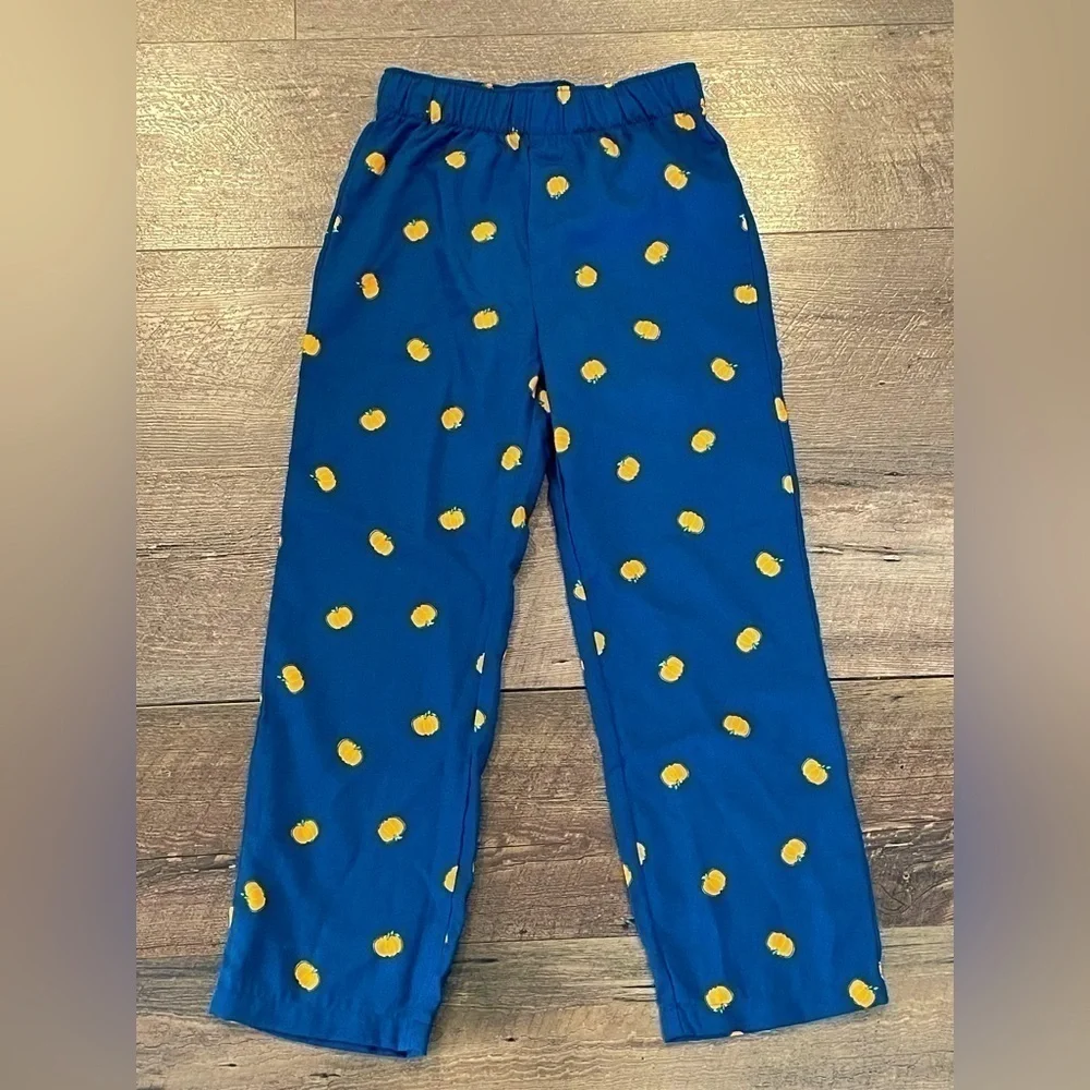 NWT Crewcuts Girls Blue Pumpkin Pants Size S 6-7 Elastic Waist Long Hall…